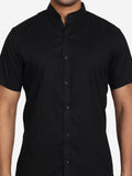 Men Pure Cotton Mandarin Collar Casual Half Sleeve Shirt
