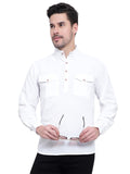 Mens Casual Slim Fit Full Sleeve Double Pocket Cotton Trendy Kurta