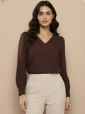 Women Solid V-Neck Regular Fit Top