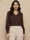 Women Solid V-Neck Regular Fit Top