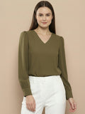 Women Solid V-Neck Regular Fit Top