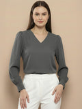 Women Solid V-Neck Regular Fit Top