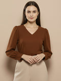 Women Solid V-Neck Regular Fit Top