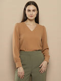 Women Solid V-Neck Regular Fit Top