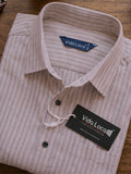 Men’s Pure Cotton Textured Gray Light  Casual Shirt – Regular fit, Full Sleeves