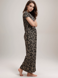 Women Black & Brown Printed Nightsuit