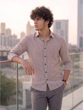 Men’s Pure Cotton Textured Gray Light  Casual Shirt – Regular fit, Full Sleeves