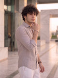 Men’s Pure Cotton Textured Gray Light  Casual Shirt – Regular fit, Full Sleeves