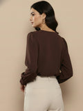 Women Solid V-Neck Regular Fit Top