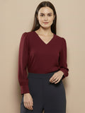 Women Solid V-Neck Regular Fit Top