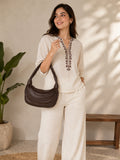 Women’s PU Leather Shoulder Bag | Stylish Brown Hobo Handbag for Women