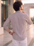 Men’s Pure Cotton Textured Gray Light  Casual Shirt – Regular fit, Full Sleeves