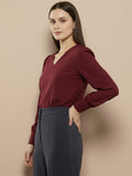Women Solid V-Neck Regular Fit Top