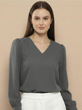Women Solid V-Neck Regular Fit Top