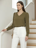 Women Solid V-Neck Regular Fit Top