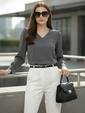 Women Solid V-Neck Regular Fit Top