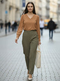 Women Solid V-Neck Regular Fit Top