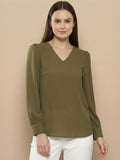 Women Solid V-Neck Regular Fit Top