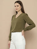 Women Solid V-Neck Regular Fit Top