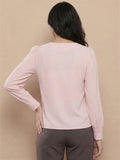 Women’s Crepe Formal Top | Elegant V-Neck Office Wear Blouse