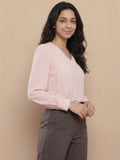 Women’s Crepe Formal Top | Elegant V-Neck Office Wear Blouse