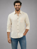 Men's White Self-Design Pure Cotton Straight Kurta | Mandarin Collar | Full Sleev