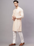 Yugnik Men's Pista Chikankari Florist Sequined Long Kurta Set