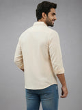 Men's White Self-Design Pure Cotton Straight Kurta | Mandarin Collar | Full Sleev