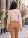 Women’s Crepe Formal Top | Elegant V-Neck Office Wear Blouse