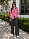 Women’s Black Cotton Twill High-Waist Wide-Leg Trousers