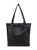 Women’s Black PU Leather Tote Bag with Printed Scarf | Stylish Shoulder Handbag