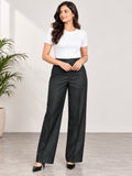Women’s Black Cotton Twill High-Waist Wide-Leg Trousers