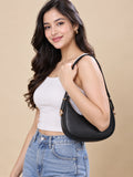 Women’s Black PU Leather Hobo Shoulder Bag | Stylish Casual Handbag with Adjustable Strap