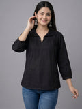 Vida Loca White Color Cotton Linen Fabric Women Tops