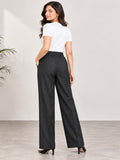 Women’s Black Cotton Twill High-Waist Wide-Leg Trousers