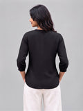 Women’s Elegant Georgette Printed Top – Black & White 3/4 Sleeve Casual Tunic