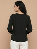 Women’s Crepe Formal Top | Elegant V-Neck Office Wear Blouse