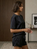Vida Loca BLACK Two Piece Set, Loungewear Set T-shirt & Shorts, Short Sleeve Women And Girls