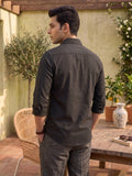 Men Black Textured Pure Cotton Casual Shirt – Regular Fit