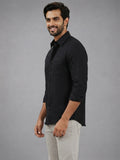 Men's White Self-Design Pure Cotton Straight Kurta | Mandarin Collar | Full Sleev