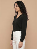 Women’s Crepe Formal Top | Elegant V-Neck Office Wear Blouse
