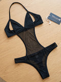 Women's Cut-Out Monokini One-Piece Swimsuit – Deep V-Neck Halter Swimwear ( 361 )