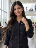Women’s  Floral Embroidered Cotton Casual Shirt