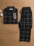 Women's Two Piece Set, Baby Black, Shirts with Wide Leg Trousers, Full Sleeve