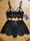 Women's Floral Lace Babydoll Lingerie Set | Elegant Sleeveless Nightwear Dress ( 271 )