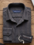 Men’s Pure Cotton Textured Striped Casual Shirt – Regular fit, Full Sleeves, Charcoal Black