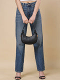 Women’s Black PU Leather Hobo Shoulder Bag | Stylish Casual Handbag with Adjustable Strap