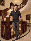 Men Black Textured Pure Cotton Casual Shirt – Regular Fit