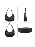 Women’s Black PU Leather Hobo Shoulder Bag | Stylish Casual Handbag with Adjustable Strap