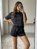 Vida Loca BLACK Two Piece Set, Loungewear Set T-shirt & Shorts, Short Sleeve Women And Girls
